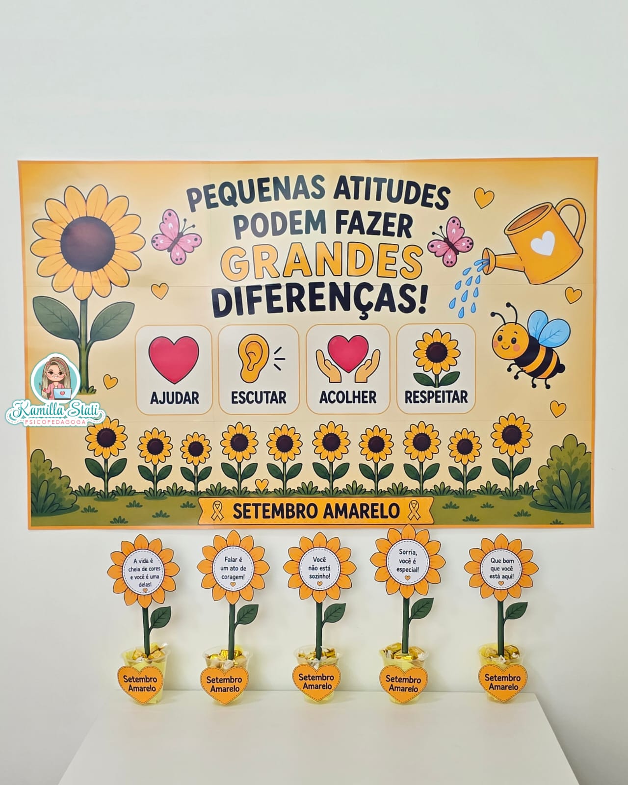 Copinho girassol + mini painel setembro amarelo - Imagem 4