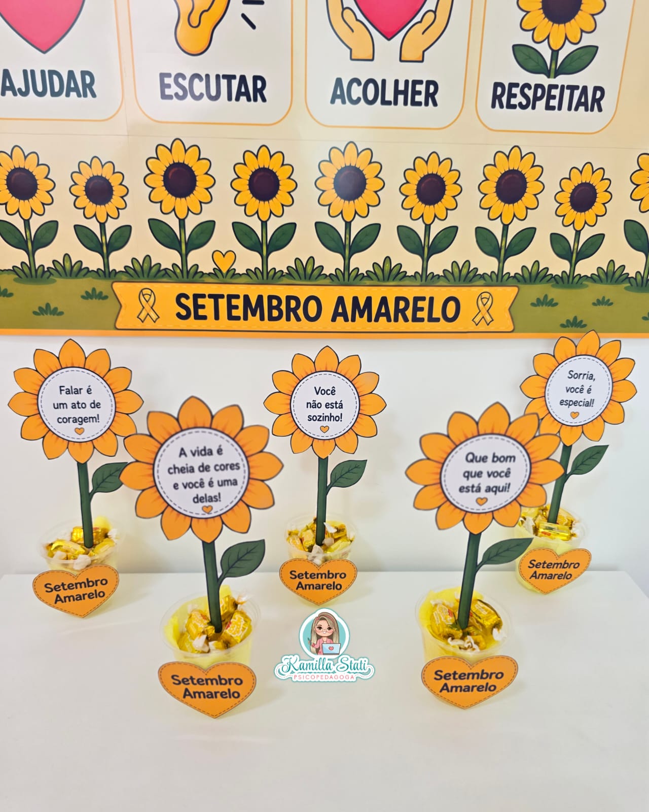 Copinho girassol + mini painel setembro amarelo - Imagem 6