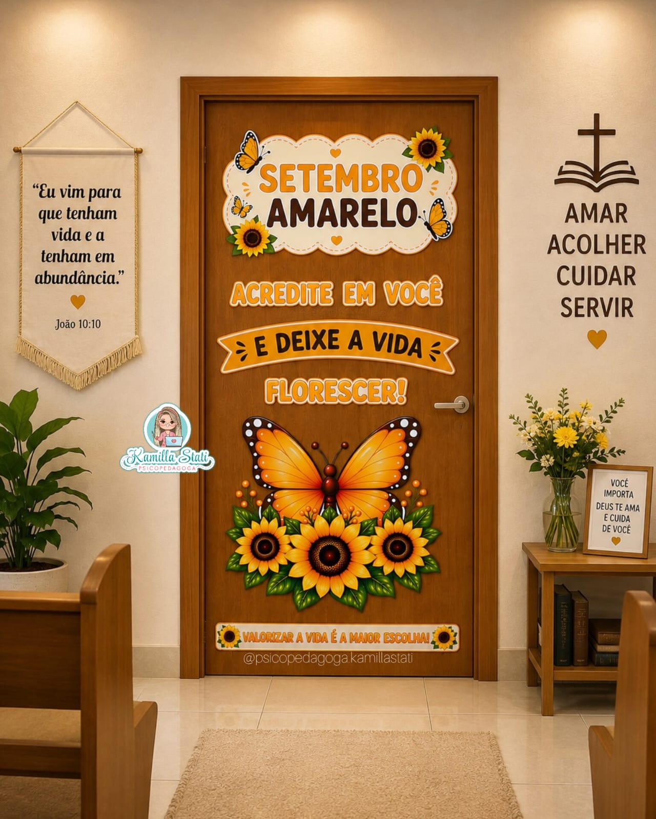 Decoração de porta setembro amarelo borboleta - Imagem 2