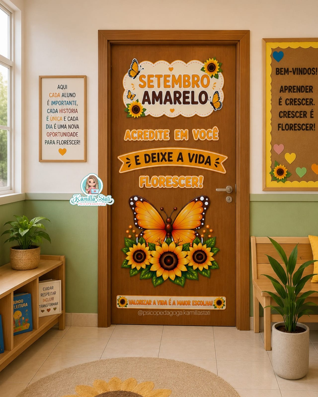 Decoração de porta setembro amarelo borboleta - Imagem 3