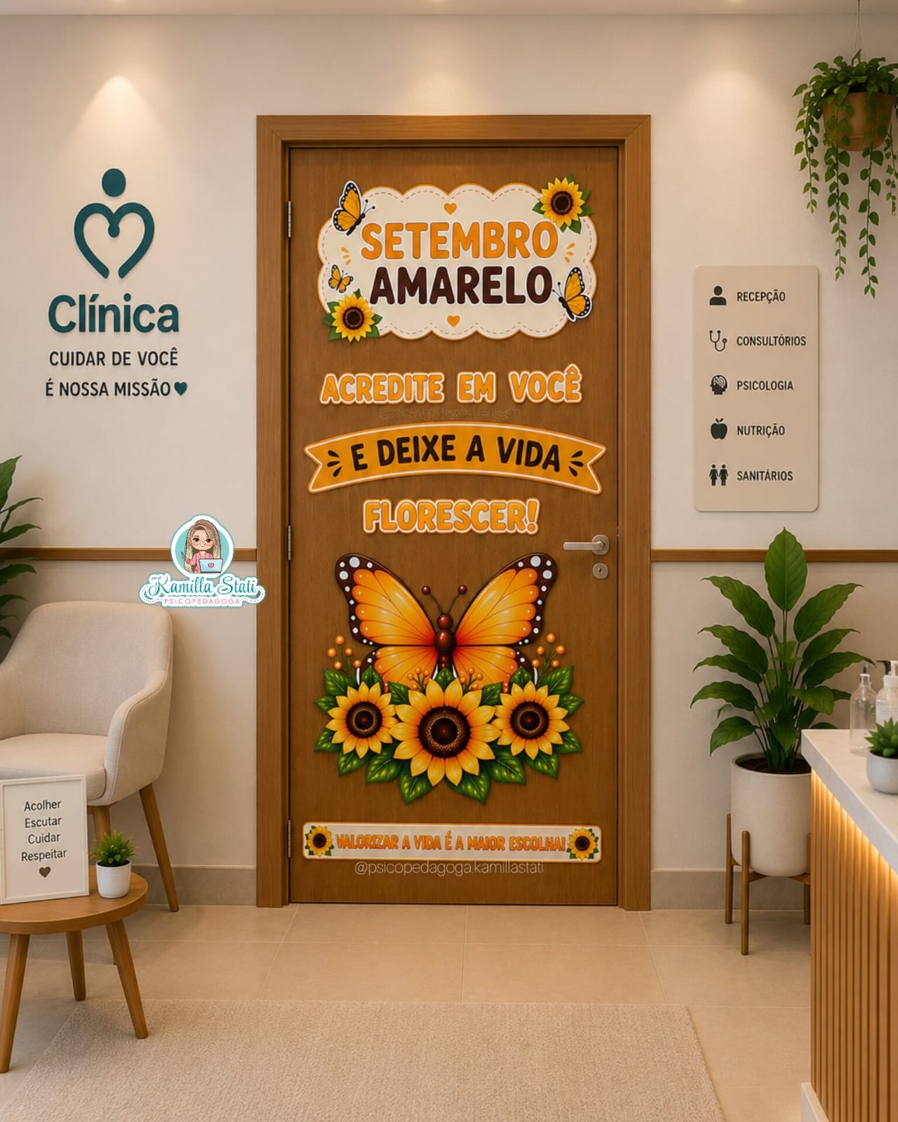 Decoração de porta setembro amarelo borboleta - Imagem 4