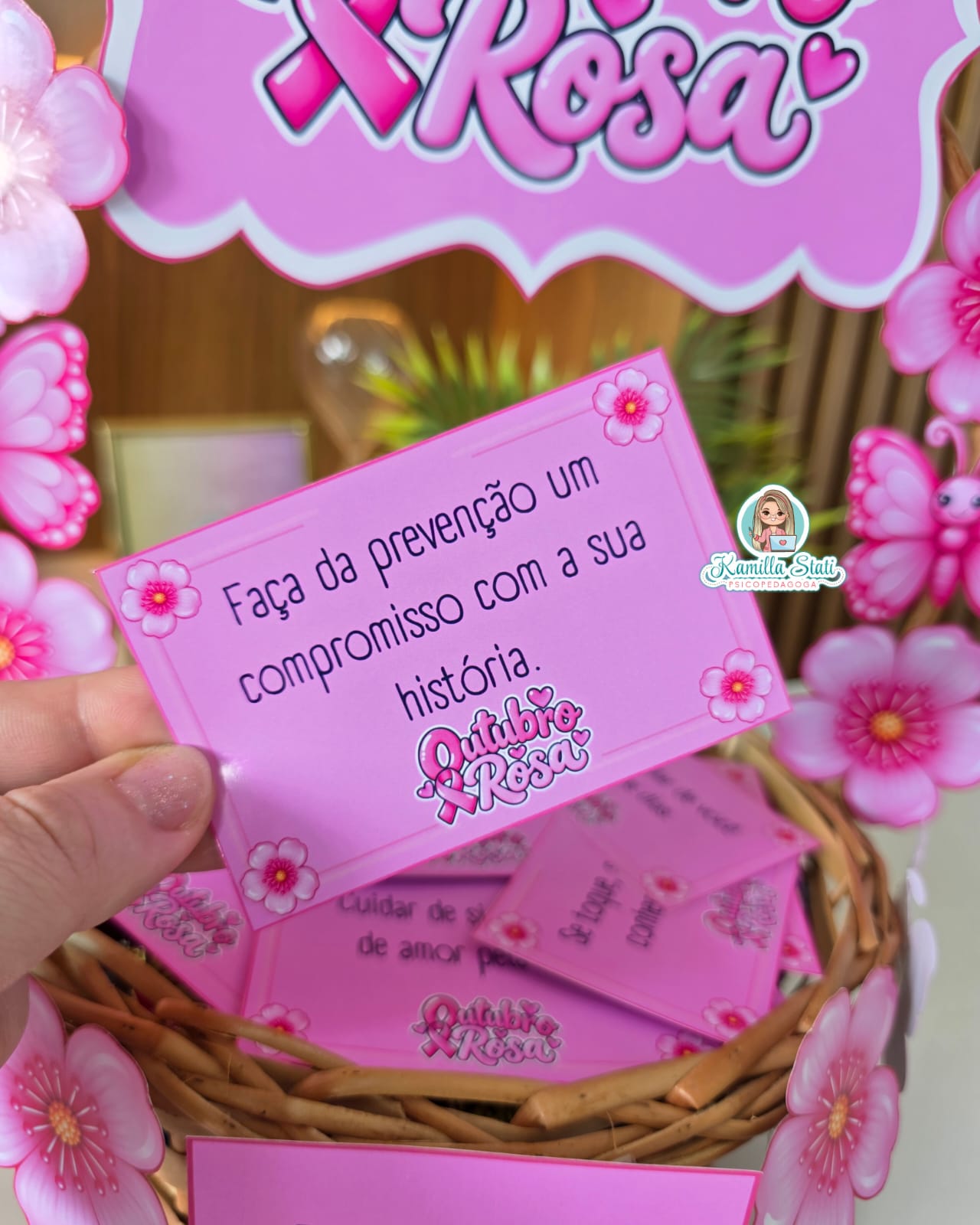 Cesta de recadinhos Outubro rosa - Imagem 4