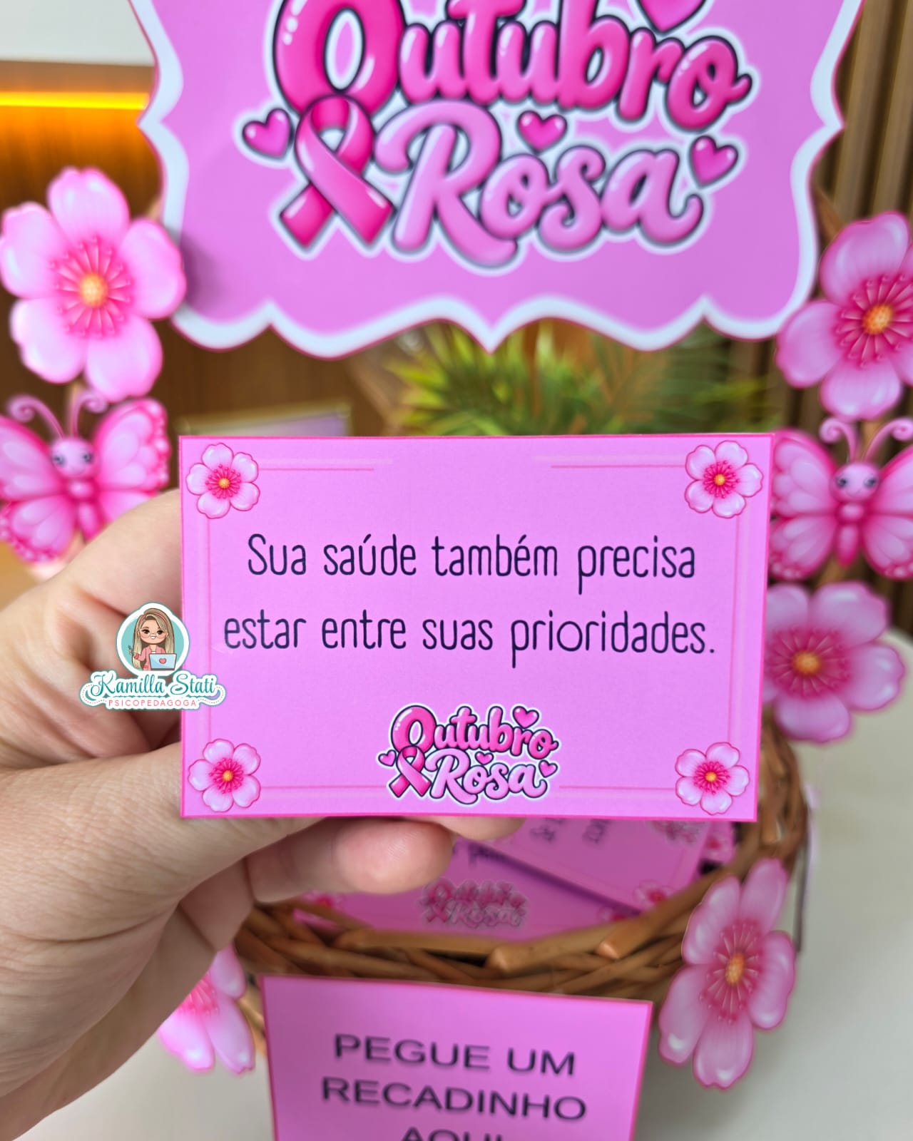 Cesta de recadinhos Outubro rosa - Imagem 5