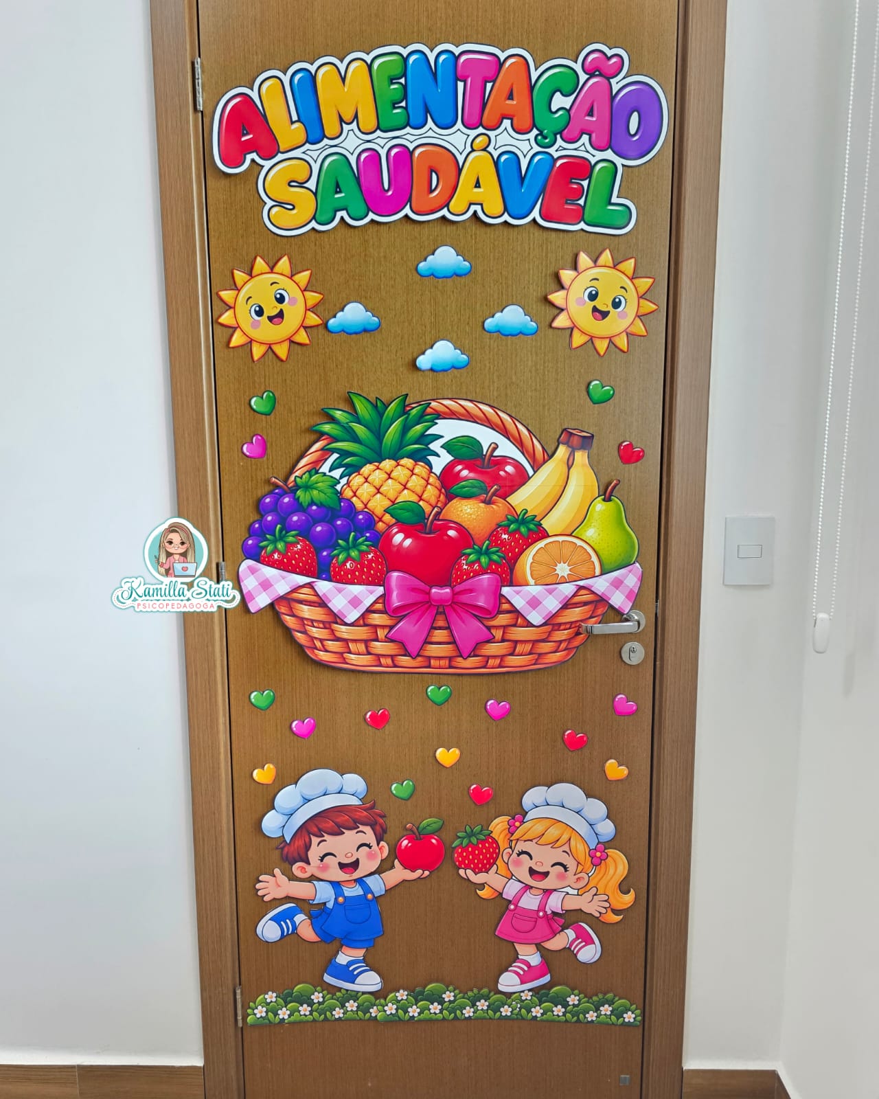 Decoração de porta alimentação saudável cesta de frutas - Imagem 2
