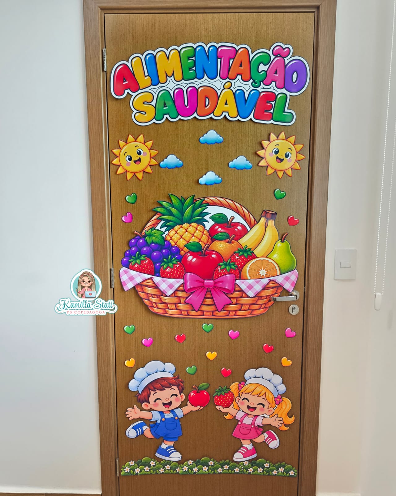 Decoração de porta alimentação saudável cesta de frutas - Imagem 3