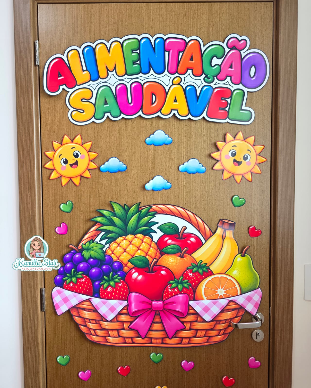 Decoração de porta alimentação saudável cesta de frutas - Imagem 4