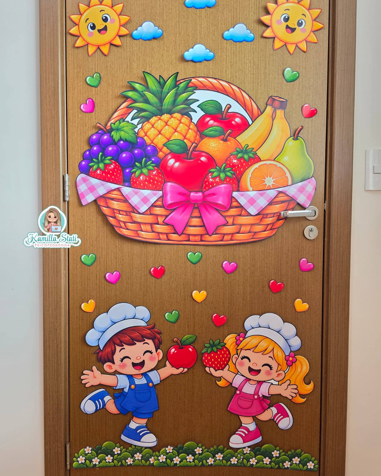 Decoração de porta alimentação saudável cesta de frutas - Imagem 5