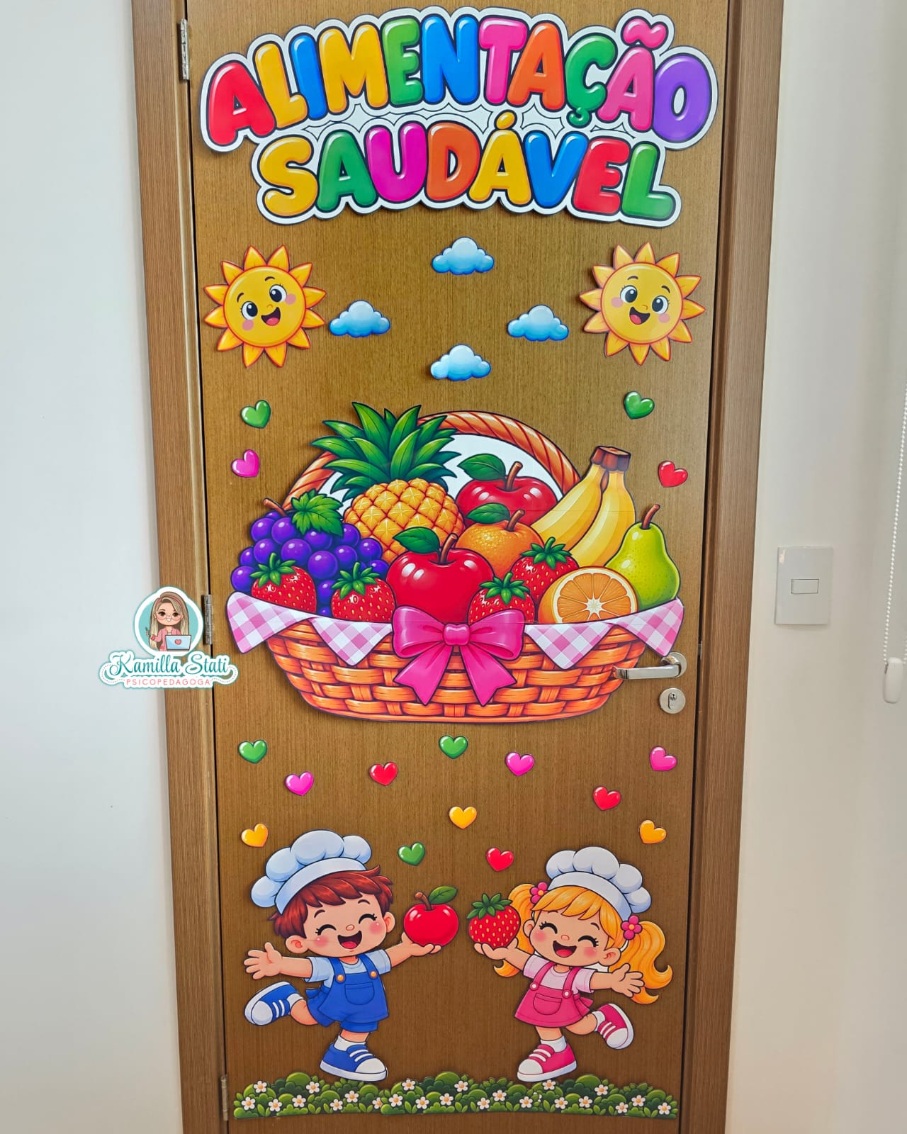 Decoração de porta alimentação saudável cesta de frutas - Imagem 6