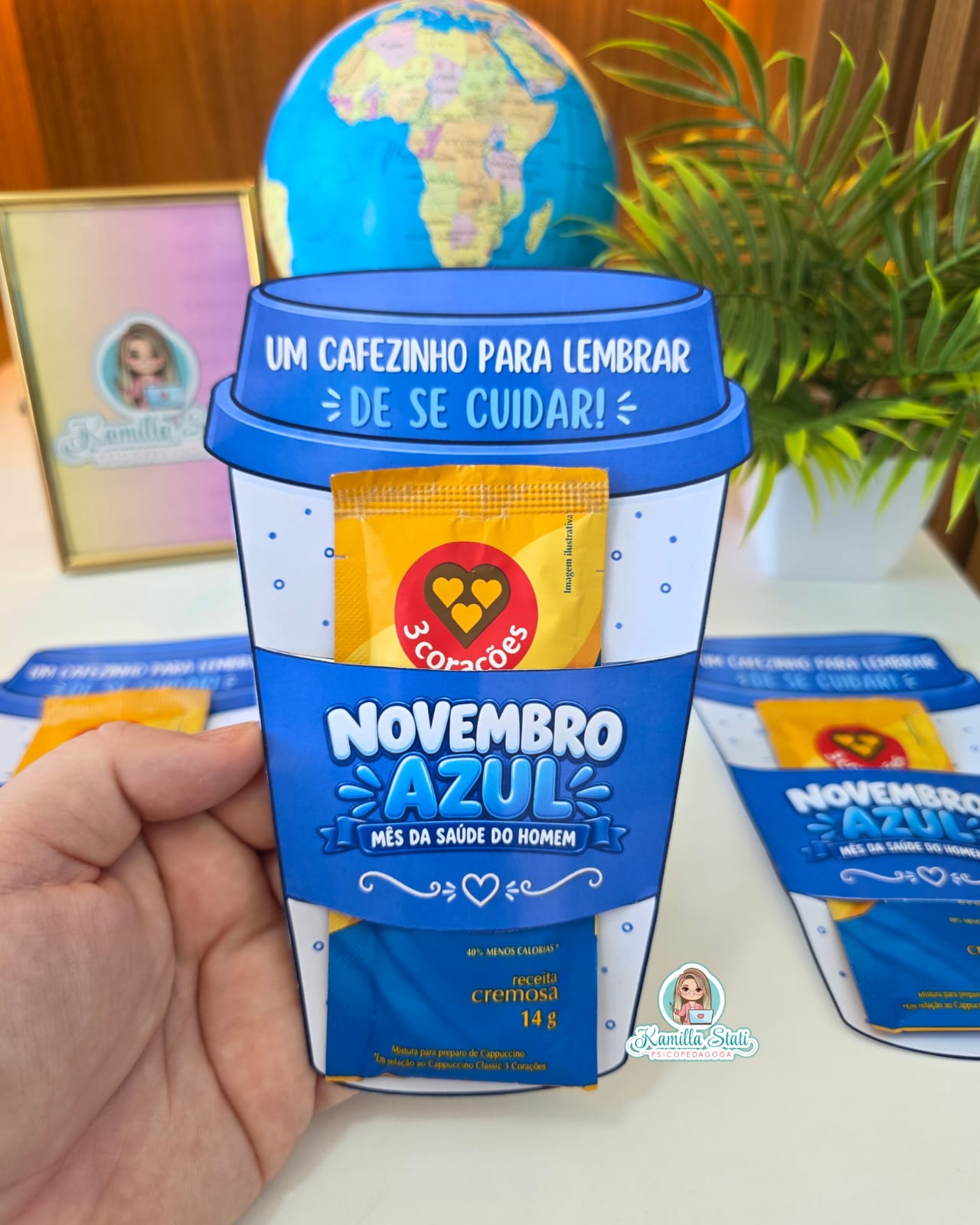 Lembrancinha para sachê de cappuccino Novembro Azul - Imagem 2