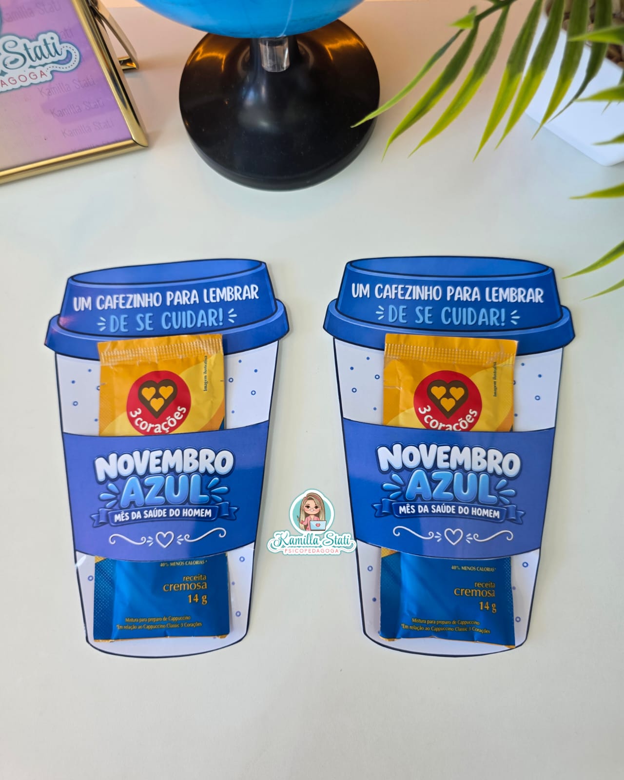 Lembrancinha para sachê de cappuccino Novembro Azul - Imagem 3