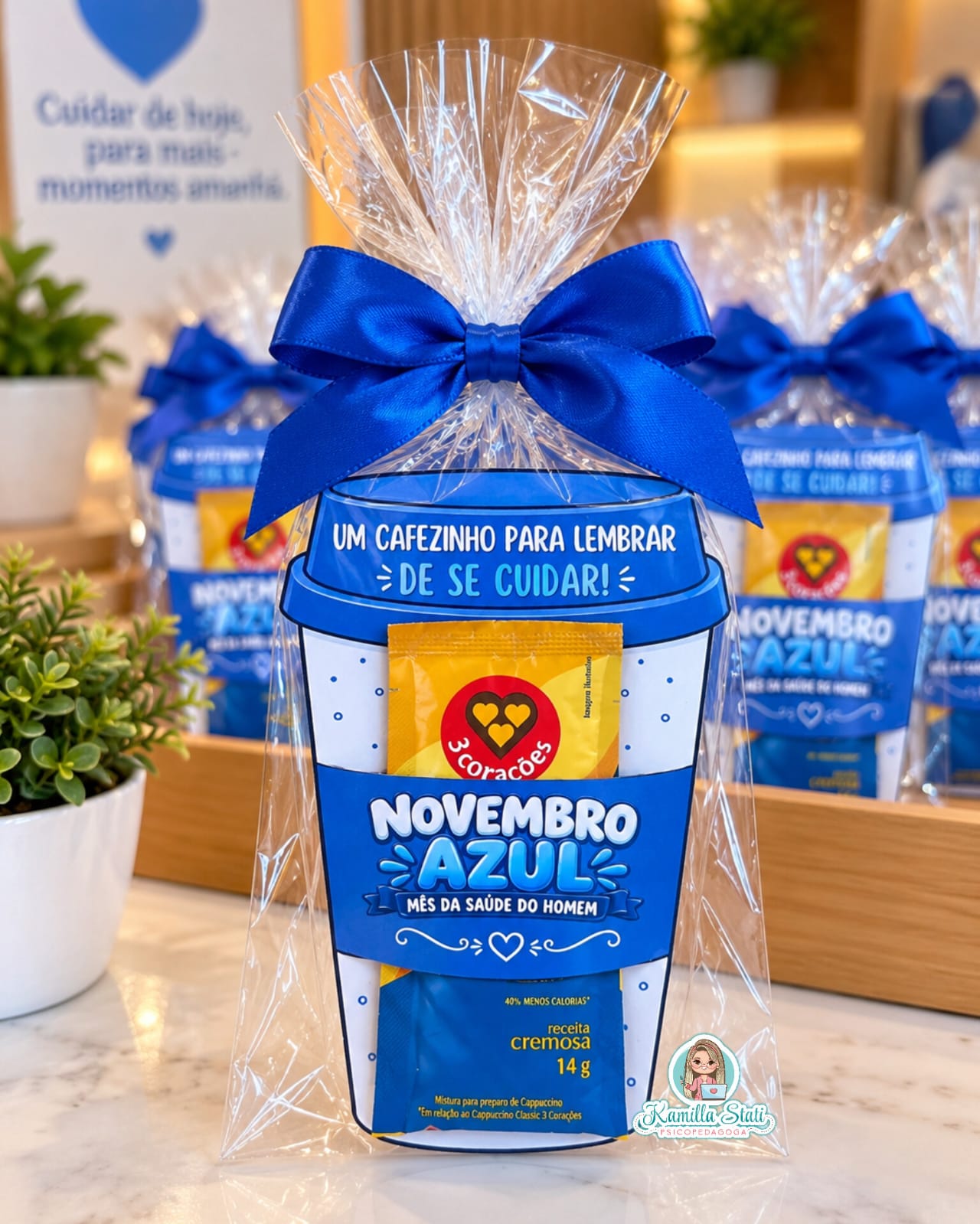 Lembrancinha para sachê de cappuccino Novembro Azul