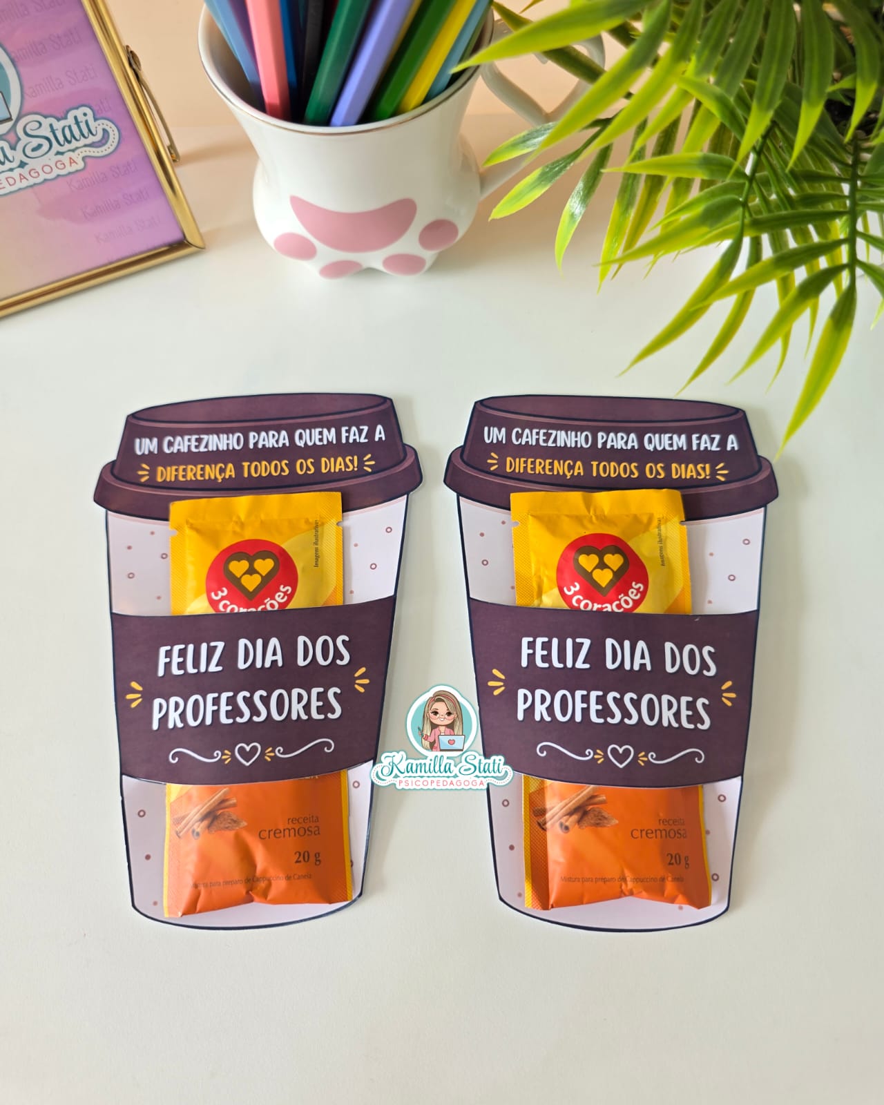 Lembrancinha para sachê de cappuccino dia dos professores
