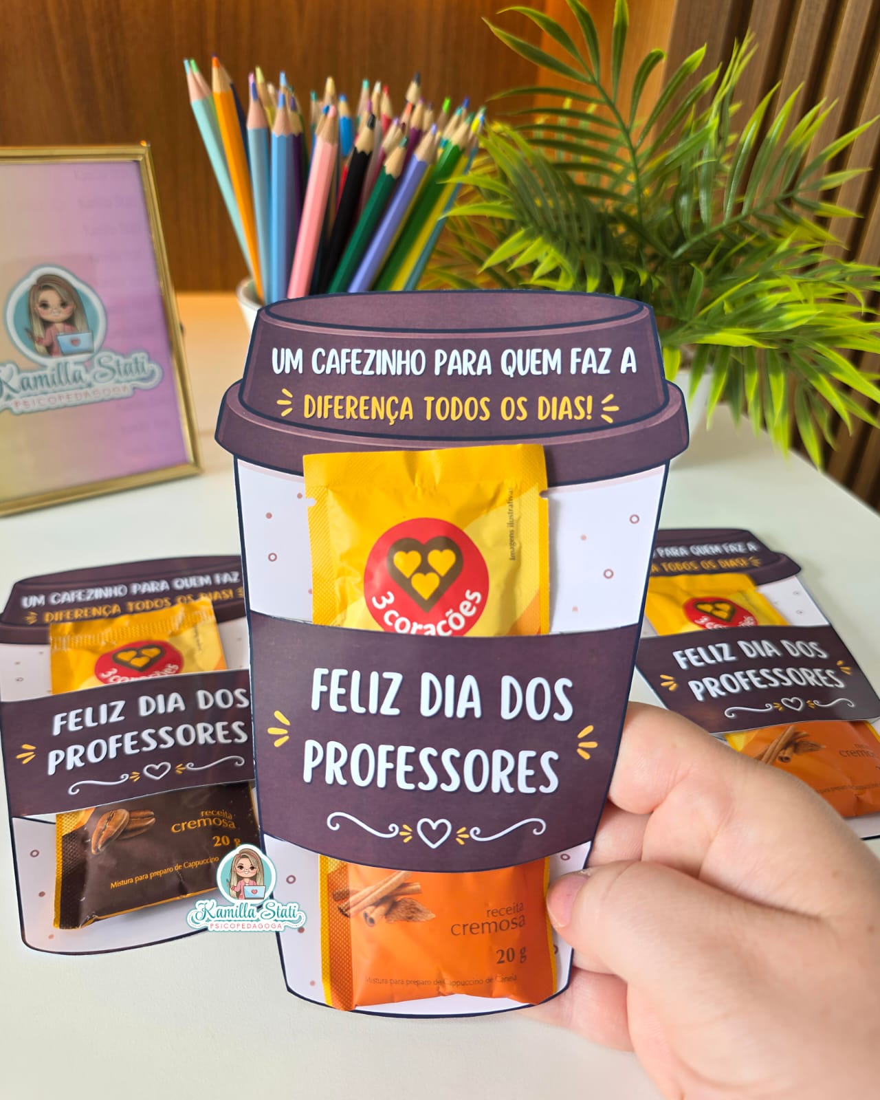 Lembrancinha para sachê de cappuccino dia dos professores - Imagem 2